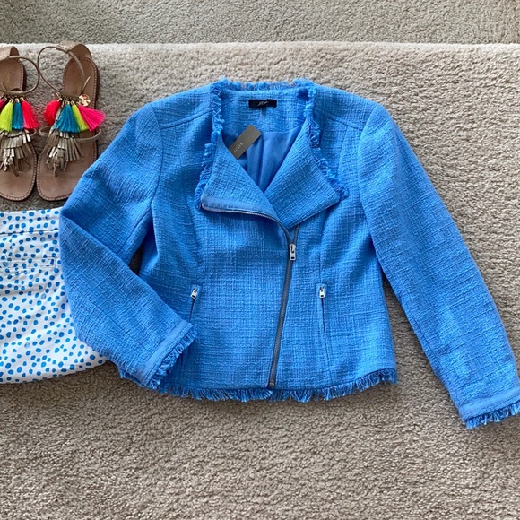 J. Crew Jackets & Blazers - J. Crew Tweed Moto Jacket with Fringe
